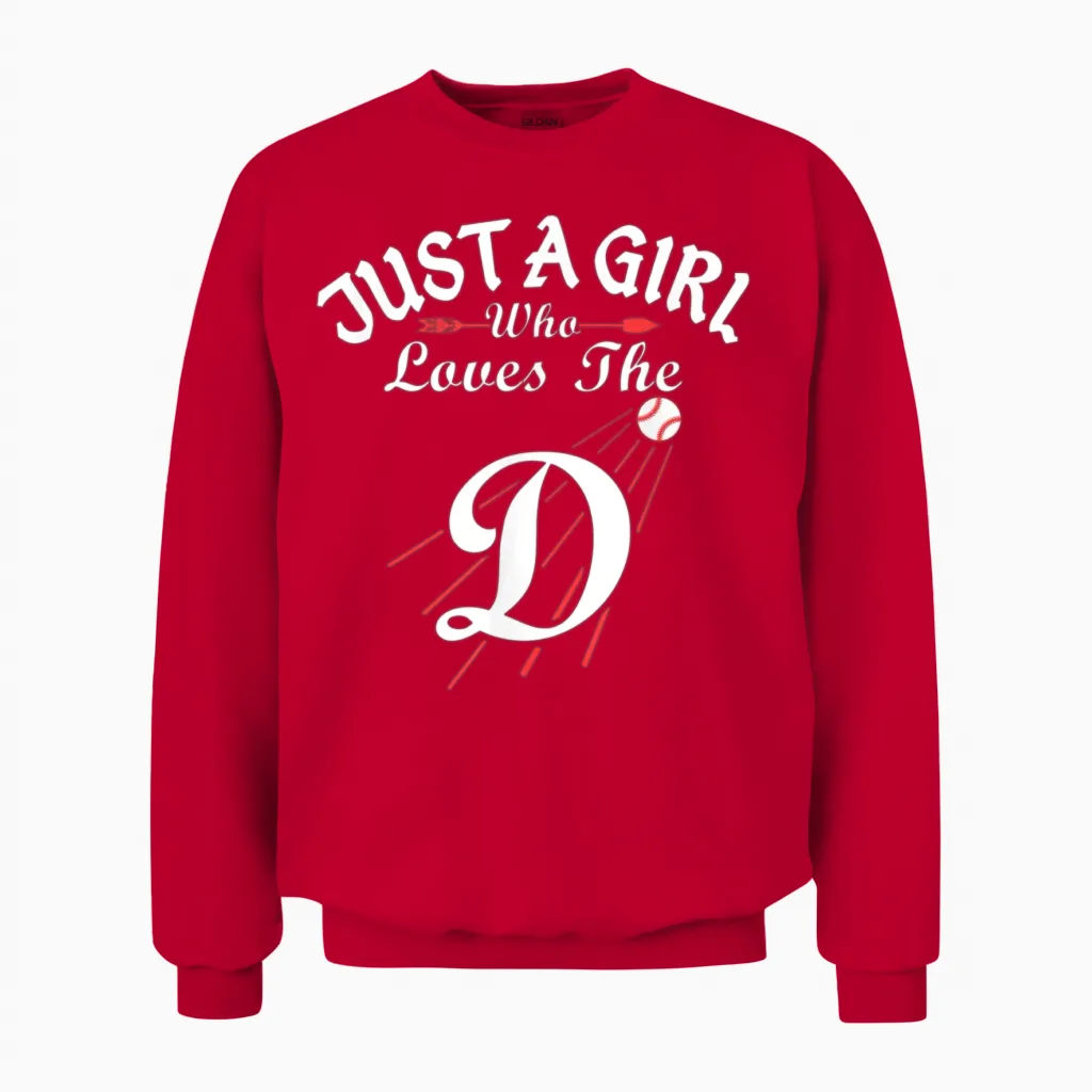 Baseball Funny She Loves the D Los Angeles Unisex Sweatshirt in Red