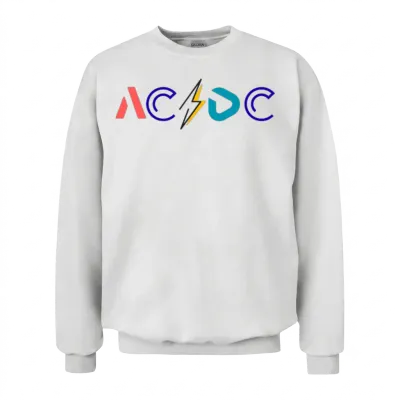 Ac/dc Logo with Lightning Bolt on Men's Premium Unisex Sweatshirt - White