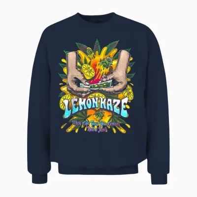 Lemon Haze Cannabis Marihuana Unisex Sweatshirt - Navy