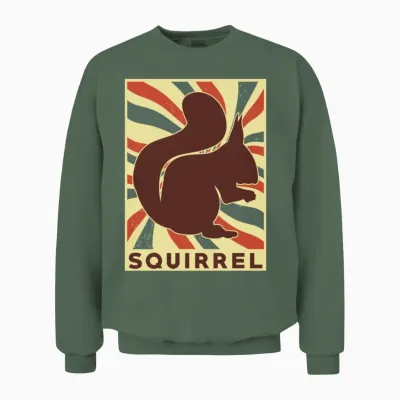 Squirrel Retro Vintage Unisex Sweatshirt - Military Green