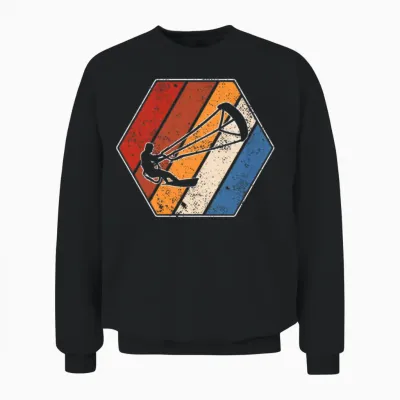 Kitesurfing Retro Unisex Sweatshirt - Black