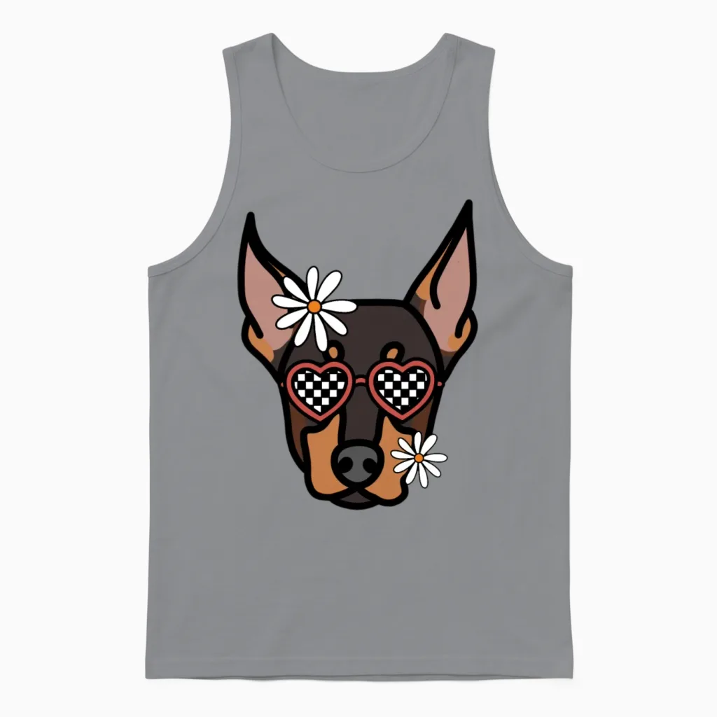 Doberman Retro Dog Lovers Gift Unisex Tank Top in Sport Grey