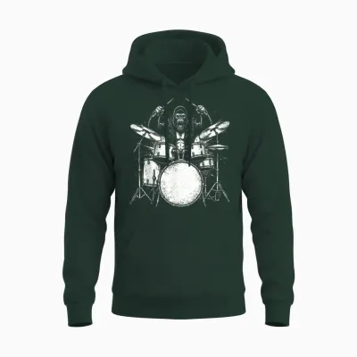 Gorilla Drummer Rock Wild Animal Jouant De La Batterie Unisex Hoodie - Forest
