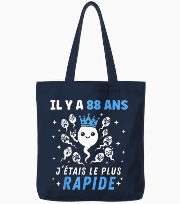 Graine Le Plus Rapide Blague Anniversaire Humour 88 Ans Tote Bags in Navy