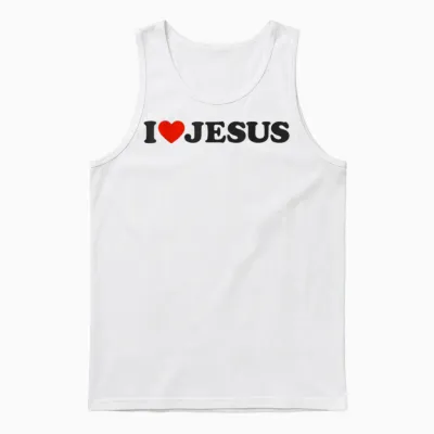 I Love Jesus Christ Christian Clothing T-Shirt, White, S Unisex Tank Top - White