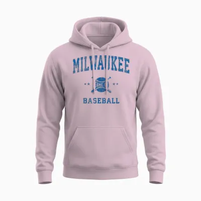 Milwaukee Vintage Baseball Throwback Retro Design Unisex Hoodie - Light Pink