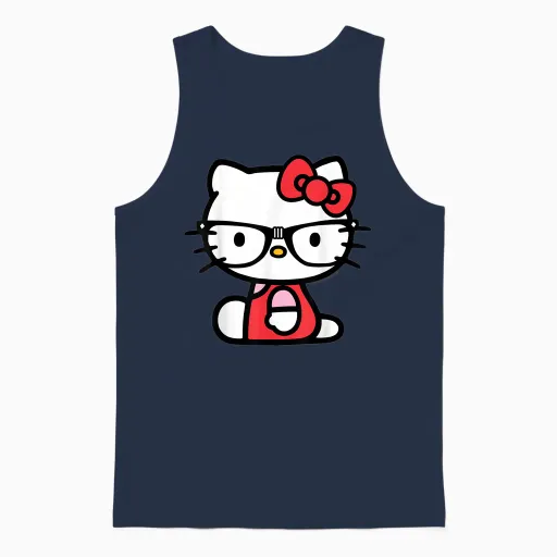Hello Kitty Nerd Glasses Unisex Tank Top - Navy