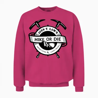 Hike or Die Mountain Crest Unisex Sweatshirt - Heliconia