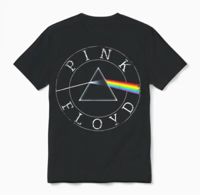 Official Pink Floyd Rock Retro Prism Circle Logo Music Unisex T-Shirt - Black