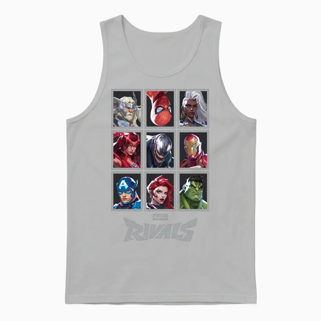 Marvel Rivals Character Grid Unisex Tank Top in Ash
