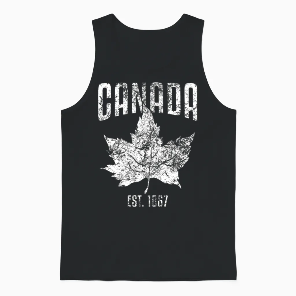 I Love Canada Maple Leaf Est. 1867 Design Unisex Tank Top in Black