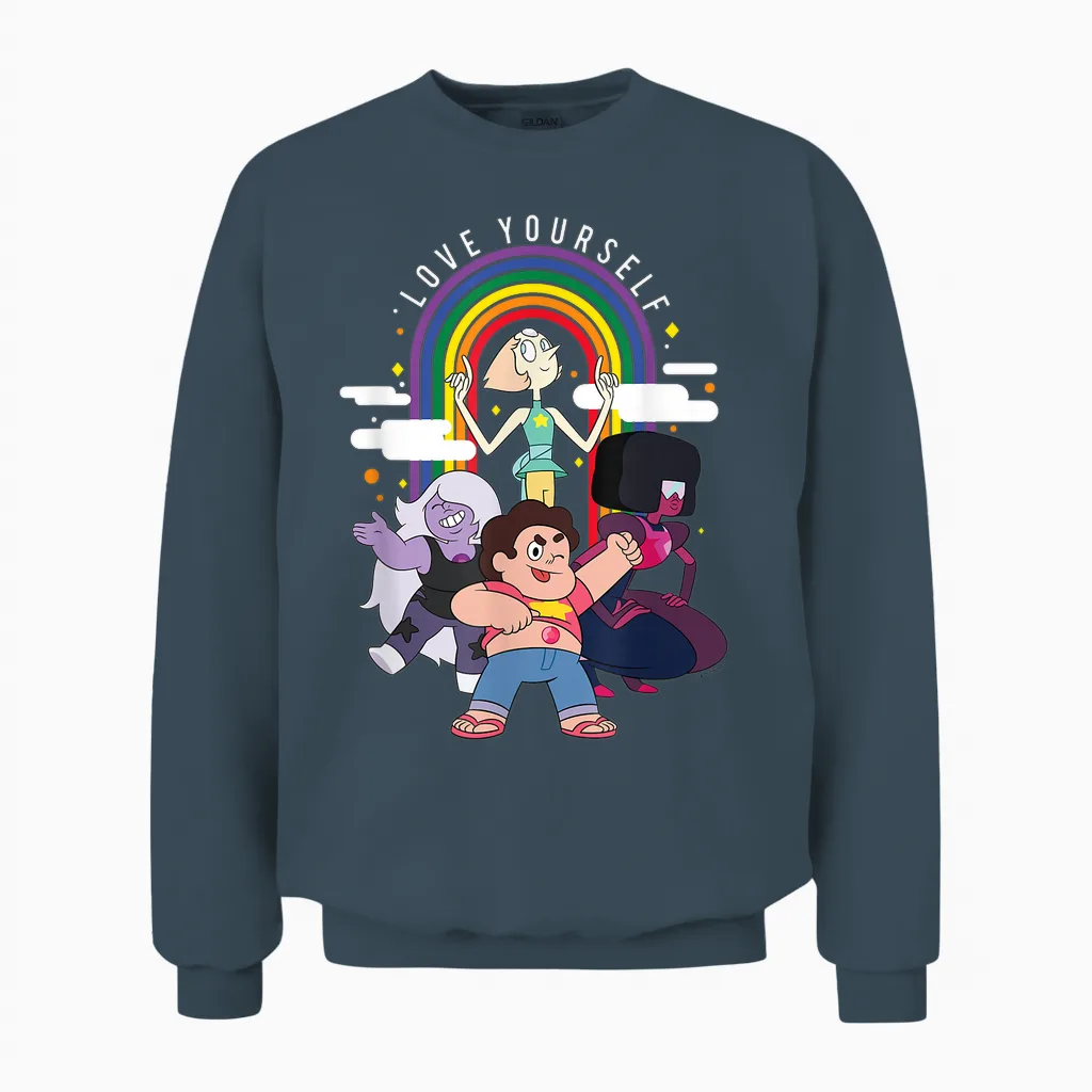 Steven Universe Pride Group Shot Love Yourself Unisex Sweatshirt in Dark Heather