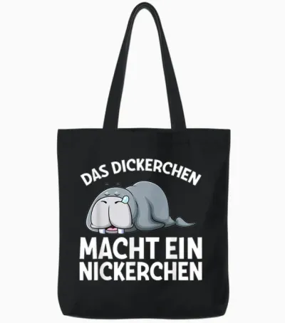 Das Dickerchen Macht Ein Nickerchen Walross Pyjama Schlaf Tote Bags - Black