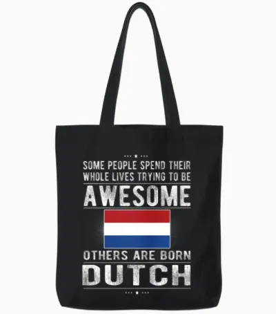 Proud Dutch Flag Netherlands Heritage Dutch Roots Tote Bags - Black