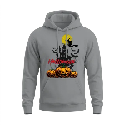 Halloween Pumpkin Witch Ghost Art Unisex Hoodie - Sport Grey
