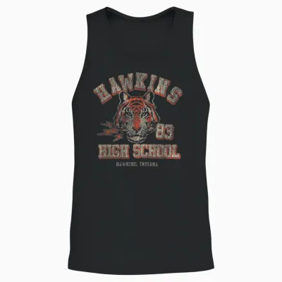 Stranger Things Hawkins High School Distressed Chest Unisex Tank Top - Black