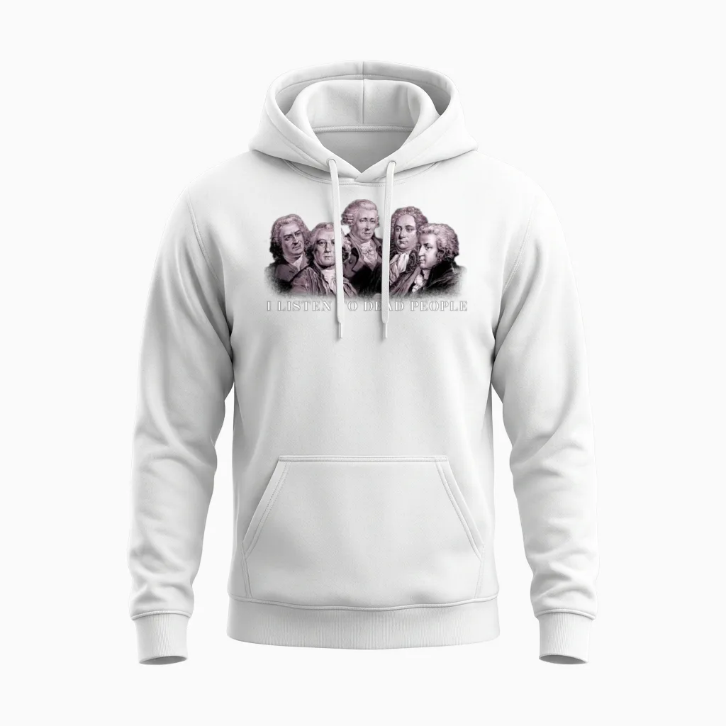 Classical Music Bach Gluck Beethoven Haydn Mozart Unisex Hoodie in White
