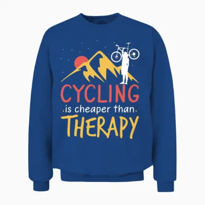 Cycling Is My Therapy Bike Lover Biking Unisex Sweatshirt - Royal