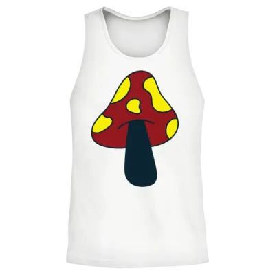 Retro Mushroom Unisex Tank Top - White