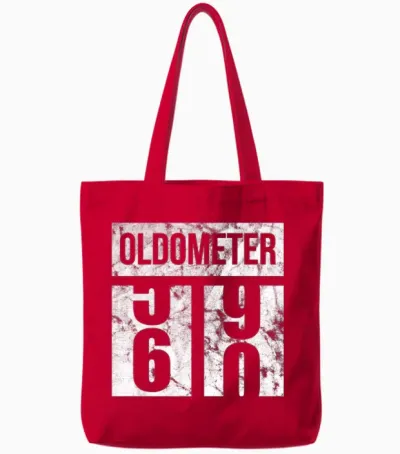 60 Oldometer 60th Birthday Gift Idea Tote Bags - Red