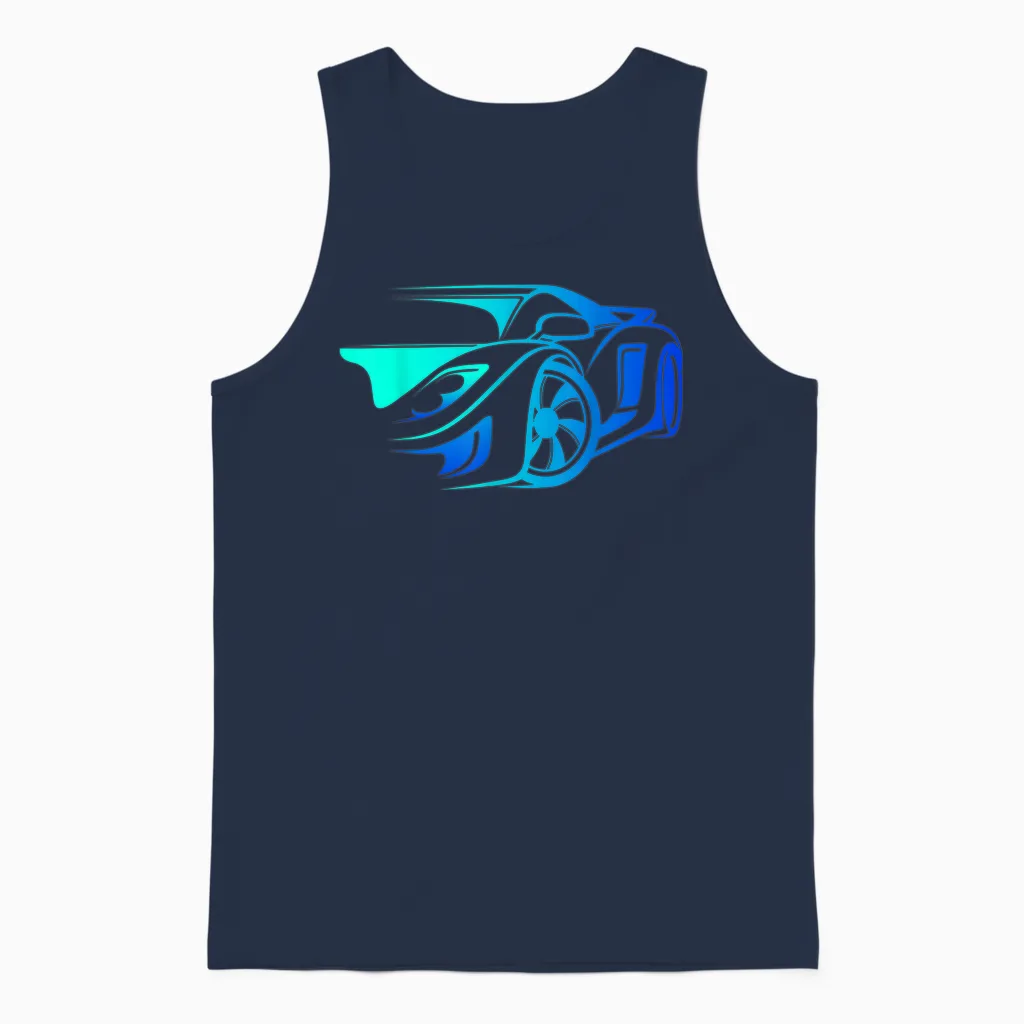 Exotic Car Supercharge Turbo Sports Car T- Unisex Tank Top in Navy