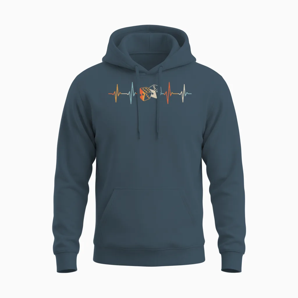 Dice Game Evening Heartbeat Dice T-Shirt, Black Unisex Hoodie in Dark Heather