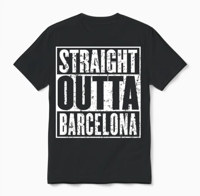 Straight Outta Barcelona Vintage Unisex T-Shirt in Black