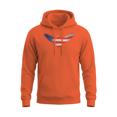 American Flag Eagle Unisex Hoodie - Orange