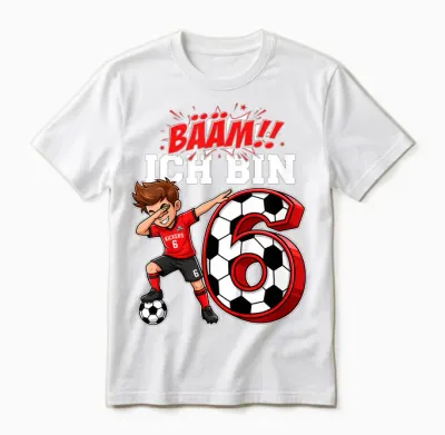 Bääm Ich Bin 6 1 Geburtstag Junge 6 1 Fussball Geburtstag Unisex T-Shirt - White