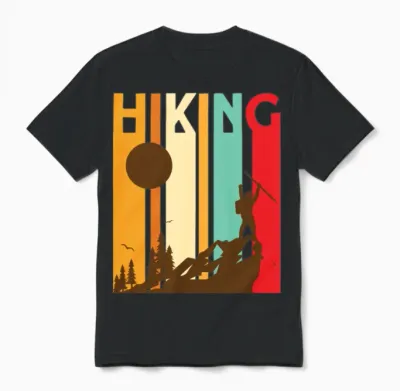 Hiking Retro Hiking Unisex T-Shirt - Black