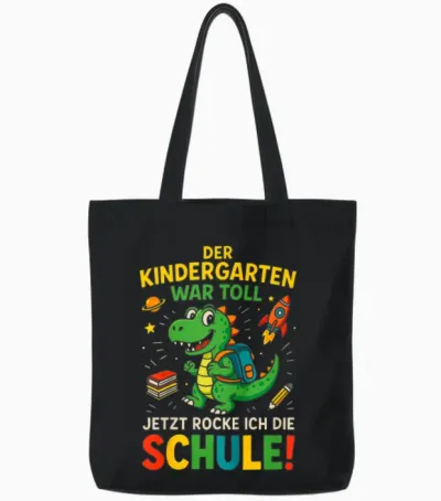 Kinder Einschulung Schuldkind Schulanfang Grundschule 1. Klasse Tote Bags - Black