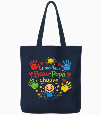 Gift Beautiful Bald Dad Funny Father's Day Christmas Tote Bags - Navy