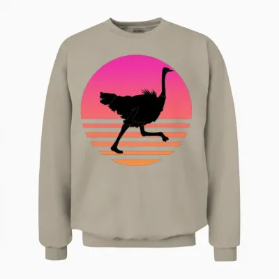 Ostrich Running Retro Sunset Unisex Sweatshirt - Sand