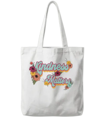 Kindness Matters Retro Tote Bags - White