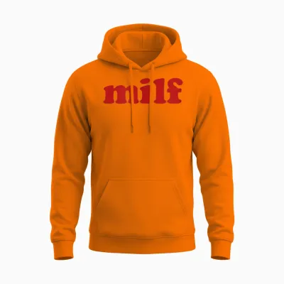 Milf Y2k Aesthetic T-Shirt, White, S Unisex Hoodie - Safety Orange