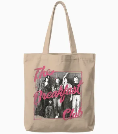 Breakfast Club Pink Text Group Photograph T-Shirt Small Tote Bags - Natural