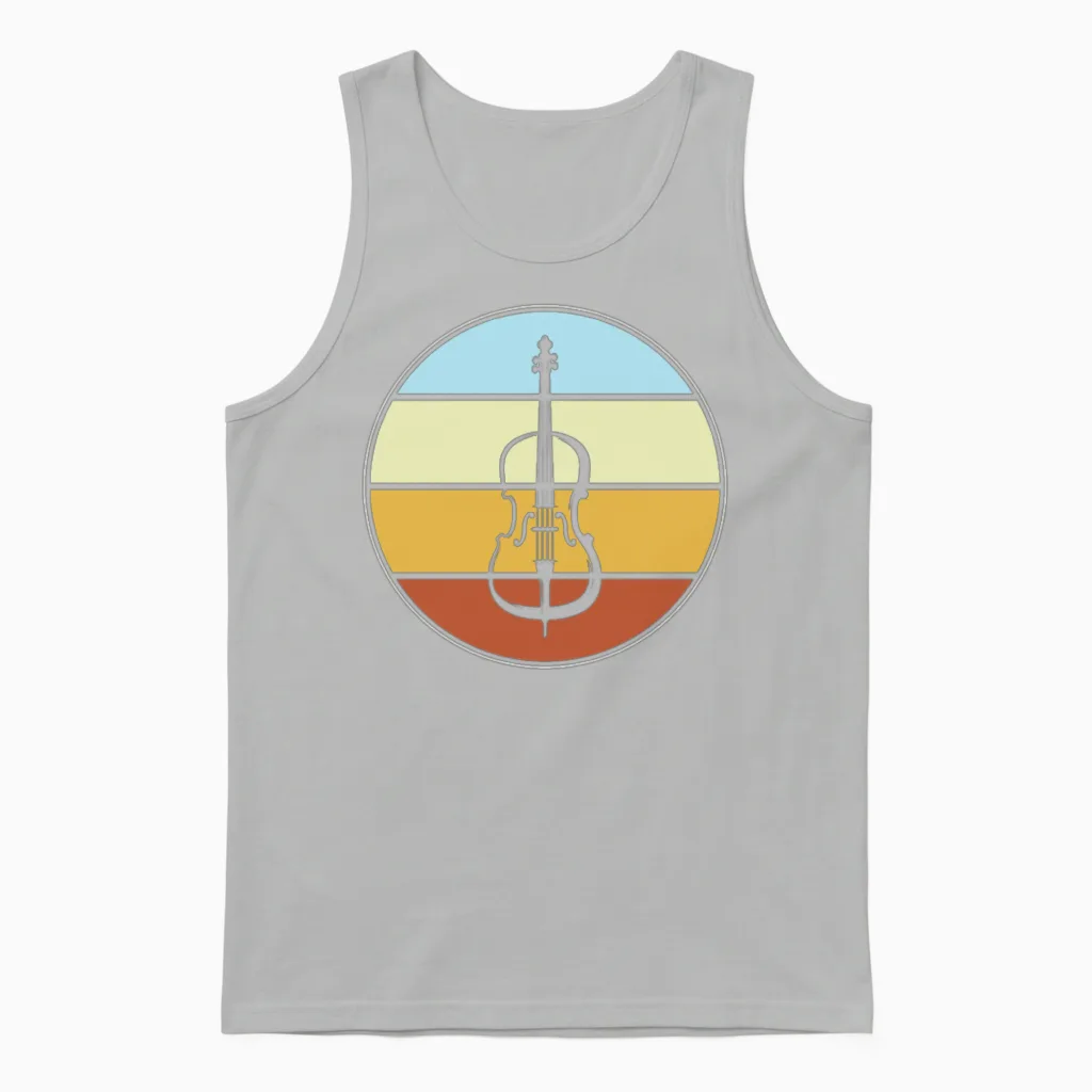 Violin Retro Unisex Tank Top in Ash