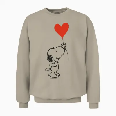 Peanuts - Snoopy with Heart Shaped Balloon Banksy Unisex Sweatshirt - Sand