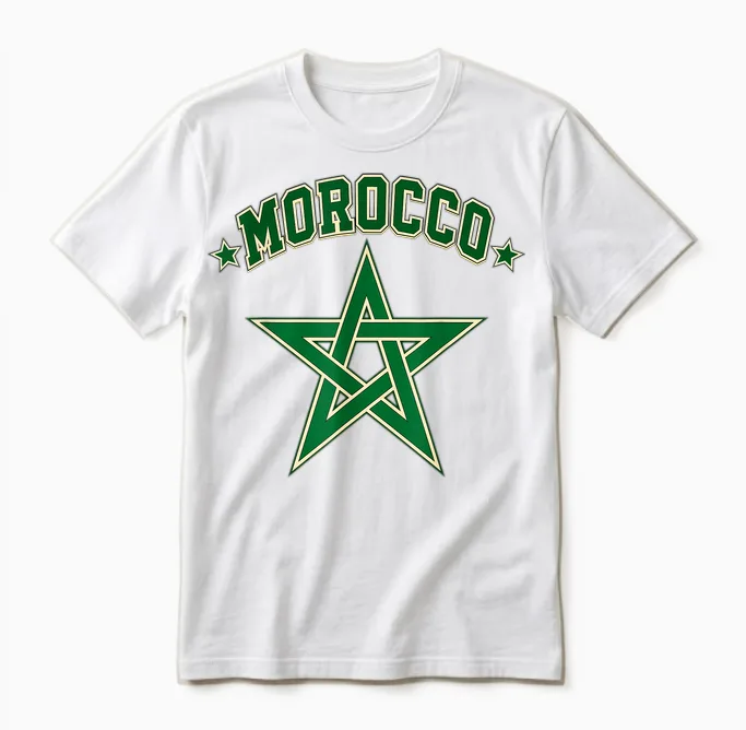 Maroc Drapeau Patriotique Marocain Unisex T-Shirt in White