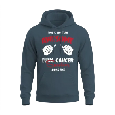 Lung Cancer Survivor Funny Lung Cancer Unisex Hoodie - Dark Heather