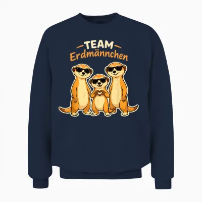 Team Erdmännchen Familie Meerkat Kinder Mädchen Damen Herren Unisex Sweatshirt - Navy