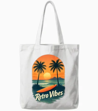 Retro Vibes Tote Bags - White