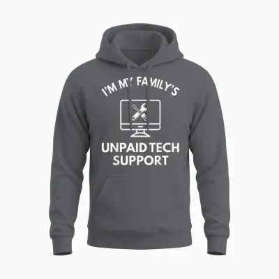 Family's Unpaid Tech It Support Funny Computer Engineer Unisex Hoodie - Charcoal