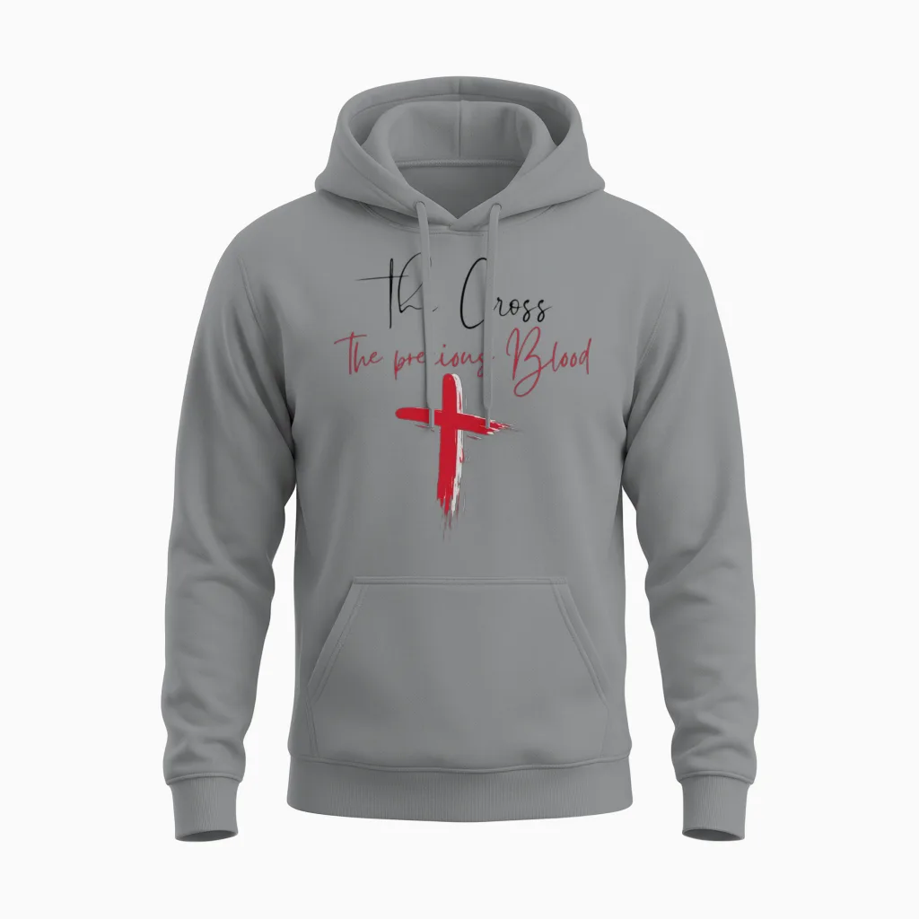 The Cross the Precious Blood| Jesus | God Unisex Hoodie in Sport Grey