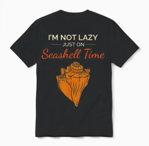 Conch Seashells Collector Beachcomber Sea Shell Unisex T-Shirt in Black
