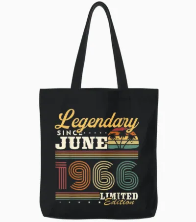 Vintage Cadeau D'anniversaire 60 Ans Nés En Juin 1966 Tote Bags - Black