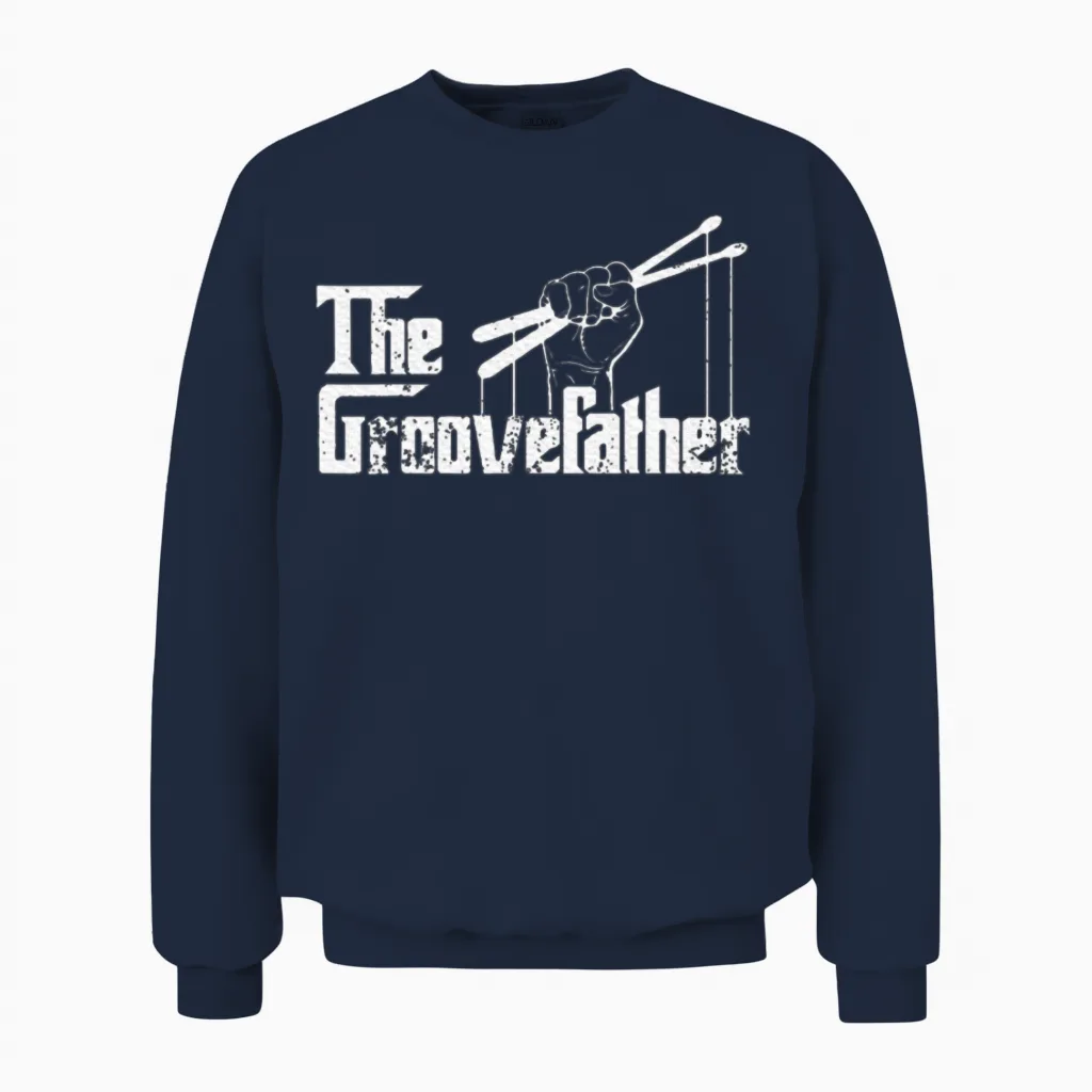 The Groovefather Drums Drumming Band Drumm Unisex Sweatshirt in Navy