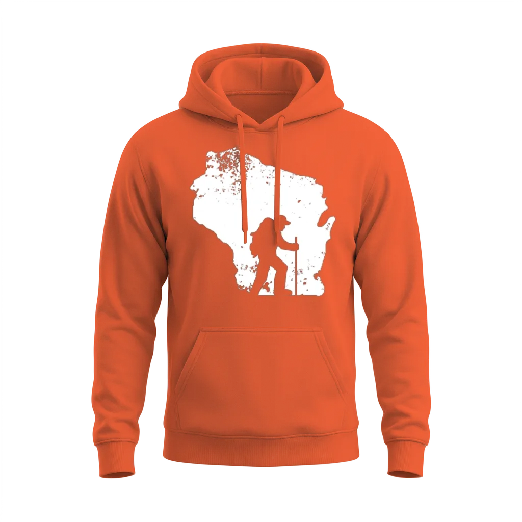 Wisconsin�hiker Shirt Love Mountain Hiking Unisex Hoodie - Orange
