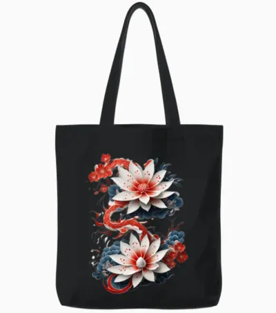 Japanese Flower Art Gd Tote Bags - Black