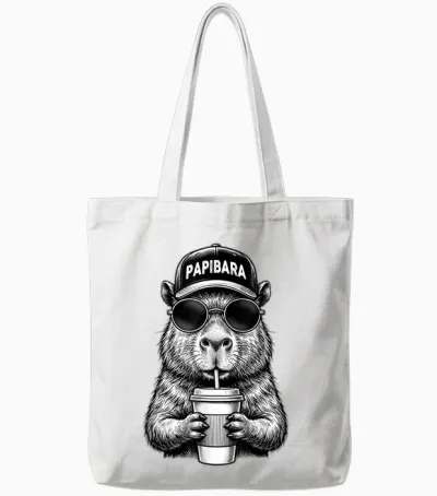 Papibara Vatertag Lustiger Papa Capybara Vater Tote Bags - White